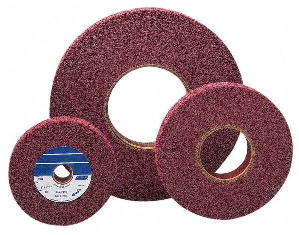 Norton - 6" Diam, 1" Face Width, 1" Center Hole, Medium Grade, Aluminum Oxide Deburring Wheel - Convolute, Medium Density 6 Grade, 6,000 RPM - Exact Tooling