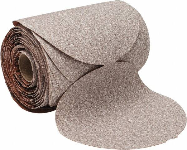 Norton - 5" Diam, 100 Grit Aluminum Oxide Adhesive PSA Disc - Medium Grade, Natural, B Weighted Backing, Flexible - Exact Tooling