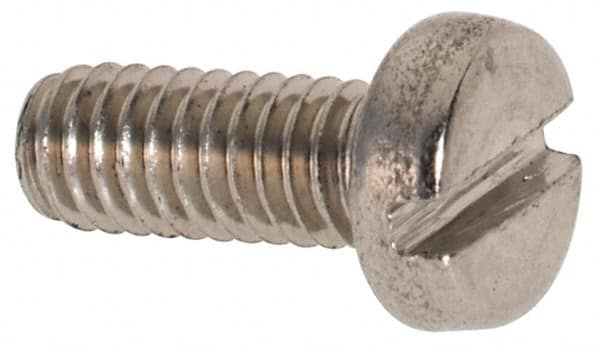 Value Collection - M2.5x0.45 Metric Coarse, 6mm Length Under Head Slotted Drive Machine Screw - Fillister Head, Grade 316 & A4 Stainless Steel, Uncoated, Without Washer - Exact Tooling