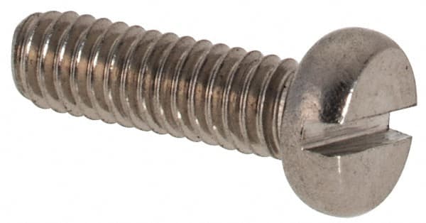 Value Collection - M2.5x0.45 Metric Coarse, 8mm Length Under Head Slotted Drive Machine Screw - Fillister Head, Grade 316 & A4 Stainless Steel, Uncoated, Without Washer - Exact Tooling