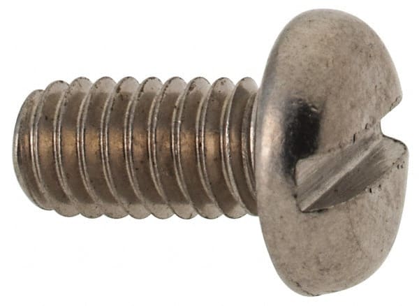 Value Collection - M4x0.70 Metric Coarse, 8mm Length Under Head Slotted Drive Machine Screw - Fillister Head, Grade 316 & A4 Stainless Steel, Uncoated, Without Washer - Exact Tooling