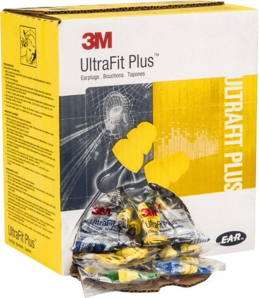 3M - Reusable, Corded, 26 dB, Flange Earplugs - Yellow, 100 Pairs - Exact Tooling