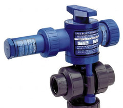 Plast-O-Matic - 1/2" Pipe, PVC Pneumatic Spring Return Actuated Ball Valve - Viton Seal, True Union End Connection - Exact Tooling