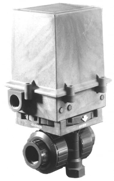 Plast-O-Matic - 1/2" Pipe, CPVC Electric Actuated Ball Valve - Viton Seal, True Union End Connection - Exact Tooling