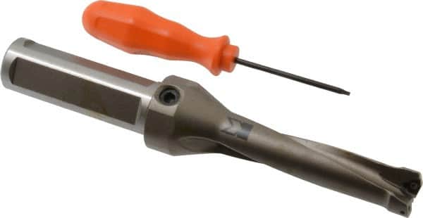Kennametal - 3-1/4" Max Drill Depth, 4xD, 13/16" Diam, Indexable Insert Drill - 2 Inserts, 1" Shank Diam, Straight Shank - Exact Tooling