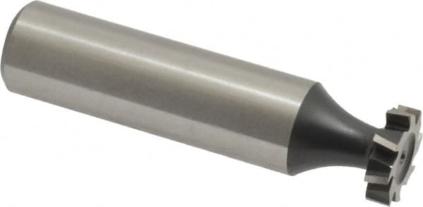 Interstate - 1/2" Diam x 1/8" Face Width, Cobalt, 8 Teeth, Shank Connection Woodruff Keyseat Cutter - Uncoated, 2-1/8" OAL x 1/2" Shank, Staggered Teeth, ANSI 404, Old Standard 3 - Exact Tooling