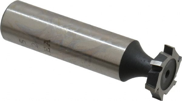 Interstate - 5/8" Diam x 1/8" Face Width, Cobalt, 8 Teeth, Shank Connection Woodruff Keyseat Cutter - Uncoated, 2-1/8" OAL x 1/2" Shank, Staggered Teeth, ANSI 405, Old Standard 5 - Exact Tooling