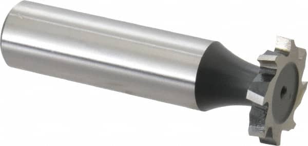 Interstate - 3/4" Diam x 1/8" Face Width, Cobalt, 10 Teeth, Shank Connection Woodruff Keyseat Cutter - Uncoated, 2-1/8" OAL x 1/2" Shank, Staggered Teeth, ANSI 406, Old Standard 7 - Exact Tooling