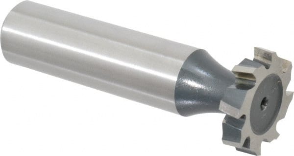 Interstate - 3/4" Diam x 5/32" Face Width, Cobalt, 10 Teeth, Shank Connection Woodruff Keyseat Cutter - Uncoated, 2-5/32" OAL x 1/2" Shank, Staggered Teeth, ANSI 506, Old Standard 8 - Exact Tooling