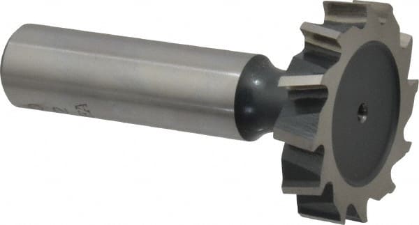 Interstate - 1-1/4" Diam x 1/4" Face Width, Cobalt, 14 Teeth, Shank Connection Woodruff Keyseat Cutter - Uncoated, 2-1/4" OAL x 1/2" Shank, Staggered Teeth, ANSI 810, Old Standard 21 - Exact Tooling