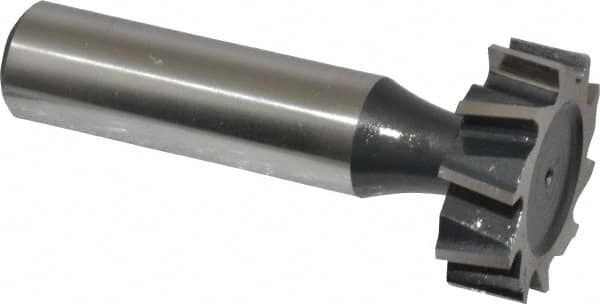 Interstate - 1" Diam x 5/16" Face Width, Cobalt, 10 Teeth, Shank Connection Woodruff Keyseat Cutter - Uncoated, 2-5/16" OAL x 1/2" Shank, Staggered Teeth, ANSI 1008, Old Standard B - Exact Tooling