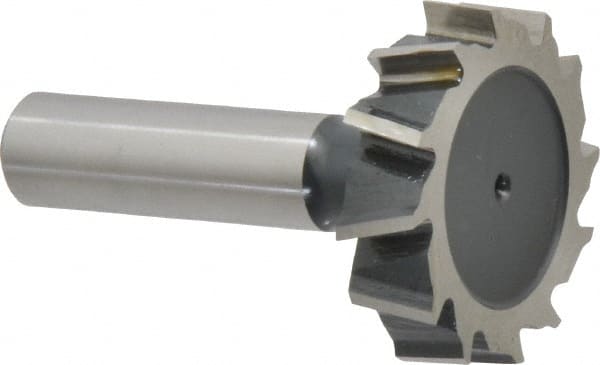 Interstate - 1-1/2" Diam x 3/8" Face Width, Cobalt, 16 Teeth, Shank Connection Woodruff Keyseat Cutter - Uncoated, 2-3/8" OAL x 1/2" Shank, Staggered Teeth, ANSI 1212, Old Standard G - Exact Tooling
