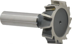 Interstate - 1-1/2" Diam x 3/8" Face Width, Cobalt, 16 Teeth, Shank Connection Woodruff Keyseat Cutter - Uncoated, 2-3/8" OAL x 1/2" Shank, Staggered Teeth, ANSI 1212, Old Standard G - Exact Tooling