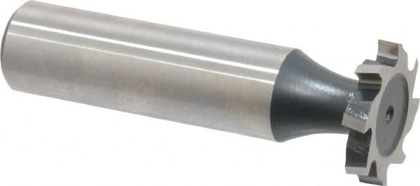 Interstate - 3/4" Diam x 1/8" Face Width, High Speed Steel, 10 Teeth, Shank Connection Woodruff Keyseat Cutter - Uncoated, 2-1/8" OAL x 1/2" Shank, Staggered Teeth, ANSI 406, Old Standard 7 - Exact Tooling