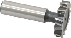 Interstate - 1-1/4" Diam x 1/4" Face Width, High Speed Steel, 14 Teeth, Shank Connection Woodruff Keyseat Cutter - Uncoated, 2-1/4" OAL x 1/2" Shank, Staggered Teeth, ANSI 810, Old Standard 21 - Exact Tooling