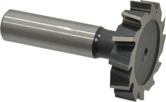 Interstate - 1-1/2" Diam x 5/16" Face Width, High Speed Steel, 12 Teeth, Shank Connection Woodruff Keyseat Cutter - Uncoated, 2-5/16" OAL x 1/2" Shank, Staggered Teeth, ANSI 1012, Old Standard 25 - Exact Tooling