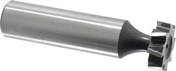 Interstate - 5/8" Diam x 3/16" Face Width, High Speed Steel, 8 Teeth, Shank Connection Woodruff Keyseat Cutter - Uncoated, 2-3/16" OAL x 1/2" Shank, Staggered Teeth, ANSI 605, Old Standard 61 - Exact Tooling