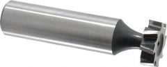 Interstate - 5/8" Diam x 3/16" Face Width, High Speed Steel, 8 Teeth, Shank Connection Woodruff Keyseat Cutter - Uncoated, 2-3/16" OAL x 1/2" Shank, Staggered Teeth, ANSI 605, Old Standard 61 - Exact Tooling