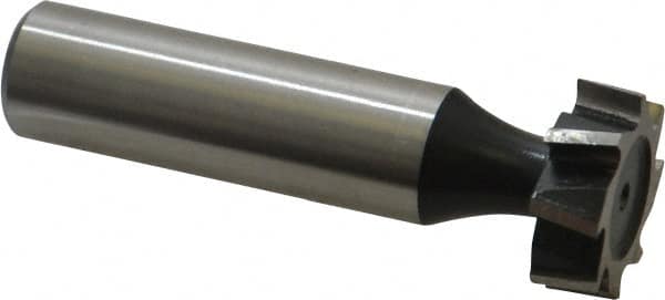 Interstate - 3/4" Diam x 1/4" Face Width, High Speed Steel, 10 Teeth, Shank Connection Woodruff Keyseat Cutter - Uncoated, 2-1/4" OAL x 1/2" Shank, Staggered Teeth, ANSI 806, Old Standard 91 - Exact Tooling