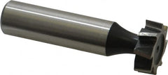 Interstate - 3/4" Diam x 1/4" Face Width, High Speed Steel, 10 Teeth, Shank Connection Woodruff Keyseat Cutter - Uncoated, 2-1/4" OAL x 1/2" Shank, Staggered Teeth, ANSI 806, Old Standard 91 - Exact Tooling
