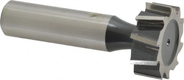 Interstate - 1" Diam x 3/8" Face Width, High Speed Steel, 10 Teeth, Shank Connection Woodruff Keyseat Cutter - Uncoated, 2-3/8" OAL x 1/2" Shank, Staggered Teeth, ANSI 1208, Old Standard 152 - Exact Tooling