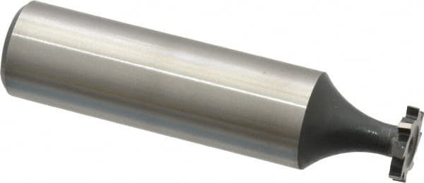 Interstate - 3/8" Diam x 1/16" Face Width, High Speed Steel, 6 Teeth, Shank Connection Woodruff Keyseat Cutter - Uncoated, 2-1/16" OAL x 1/2" Shank, Staggered Teeth, ANSI 203, Old Standard 211 - Exact Tooling