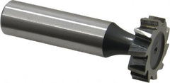 Interstate - 7/8" Diam x 1/4" Face Width, High Speed Steel, 10 Teeth, Shank Connection Woodruff Keyseat Cutter - Uncoated, 2-1/4" OAL x 1/2" Shank, Staggered Teeth, ANSI 807, Old Standard A - Exact Tooling
