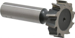 Interstate - 1-1/8" Diam x 5/16" Face Width, High Speed Steel, 12 Teeth, Shank Connection Woodruff Keyseat Cutter - Uncoated, 2-5/16" OAL x 1/2" Shank, Staggered Teeth, ANSI 1009, Old Standard C - Exact Tooling