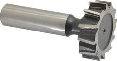 Interstate - 1-1/4" Diam x 3/8" Face Width, High Speed Steel, 14 Teeth, Shank Connection Woodruff Keyseat Cutter - Uncoated, 2-3/8" OAL x 1/2" Shank, Staggered Teeth, ANSI 1210, Old Standard E - Exact Tooling