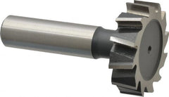 Interstate - 1-3/8" Diam x 3/8" Face Width, High Speed Steel, 14 Teeth, Shank Connection Woodruff Keyseat Cutter - Uncoated, 2-3/8" OAL x 1/2" Shank, Staggered Teeth, ANSI 1211, Old Standard F - Exact Tooling