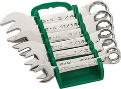 SK - 7 Piece, 3/8 to 3/4", 12 Point, Combination Wrench Set - Inch System of Measurement, Chrome Finish, Comes in Rack - Exact Tooling