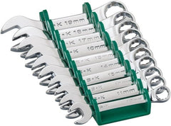 SK - 10 Piece, 10 to 19mm, 12 Point, Combination Wrench Set - Metric System of Measurement, Chrome Finish, Comes in Plastic Tray - Exact Tooling
