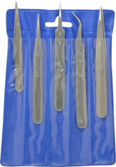 Value Collection - Stainless Steel Tweezer Set - 5 Piece - Exact Tooling