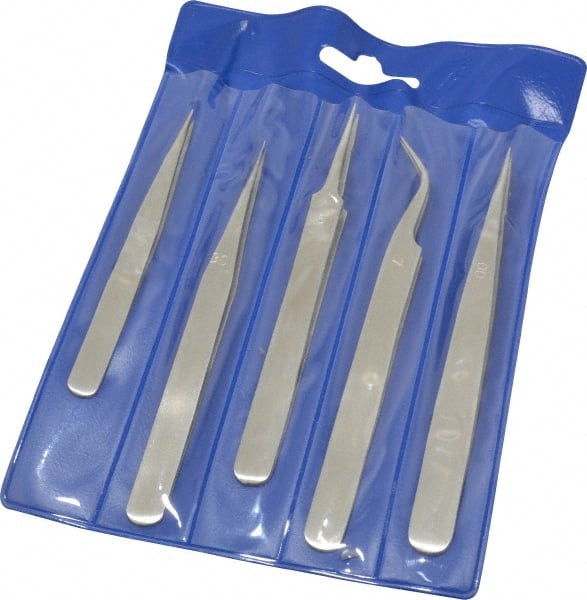 Value Collection - Stainless Steel Tweezer Set - 5 Piece - Exact Tooling