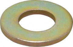 Made in USA - 1/2" Screw, Grade 8 Alloy Steel SAE Flat Washer - 17/32" ID x 1-1/16" OD, 0.121" Thick, Zinc Yellow Dichromate Finish - Exact Tooling