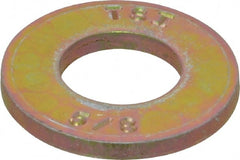 Made in USA - 5/8" Screw, Grade 8 Alloy Steel SAE Flat Washer - 21/32" ID x 1-5/16" OD, 0.146" Thick, Zinc Yellow Dichromate Finish - Exact Tooling