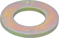 Made in USA - 7/8" Screw, Grade 8 Alloy Steel SAE Flat Washer - 15/16" ID x 1-3/4" OD, 0.16" Thick, Zinc Yellow Dichromate Finish - Exact Tooling
