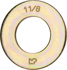 Made in USA - 1-1/8" Screw, Grade 8 Alloy Steel SAE Flat Washer - 1-3/16" ID x 2-1/4" OD, 0.16" Thick, Zinc Yellow Dichromate Finish - Exact Tooling