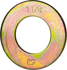 Made in USA - 1-1/4" Screw, Grade 8 Alloy Steel SAE Flat Washer - 1-3/8" ID x 2-1/2" OD, 0.16" Thick, Zinc Yellow Dichromate Finish - Exact Tooling