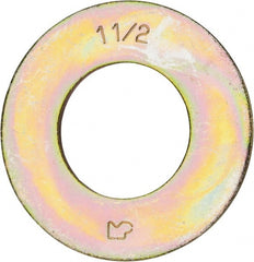 Made in USA - 1-1/2" Screw, Grade 8 Alloy Steel SAE Flat Washer - 1-9/16" ID x 3" OD, 0.213" Thick, Zinc Yellow Dichromate Finish - Exact Tooling