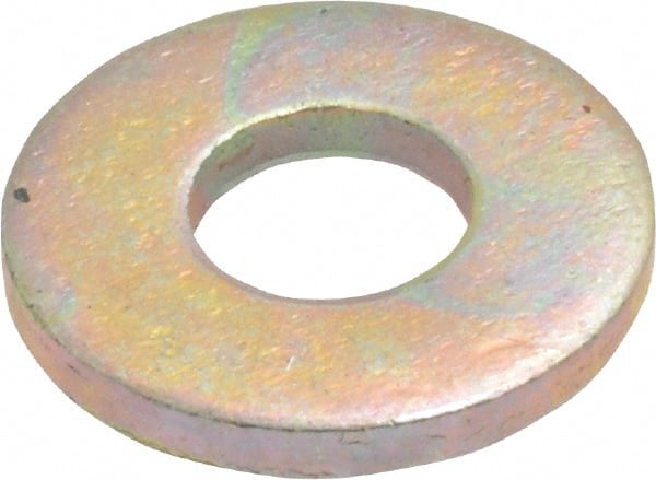 Made in USA - 1/4" Screw, Grade 8 Alloy Steel USS Flat Washer - 0.307" ID x 0.749" OD, 0.08" Thick, Zinc Yellow Dichromate Finish - Exact Tooling