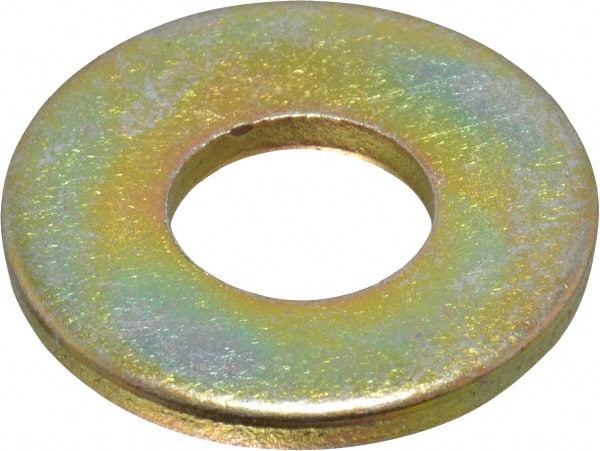 Made in USA - 5/16" Screw, Grade 8 Alloy Steel USS Flat Washer - 0.37" ID x 0.905" OD, 0.104" Thick, Zinc Yellow Dichromate Finish - Exact Tooling