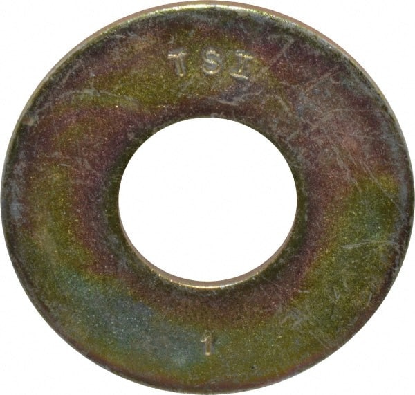 Made in USA - 1" Screw, Grade 8 Alloy Steel USS Flat Washer - 1.055" ID x 2.53" OD, 0.192" Thick, Zinc Yellow Dichromate Finish - Exact Tooling