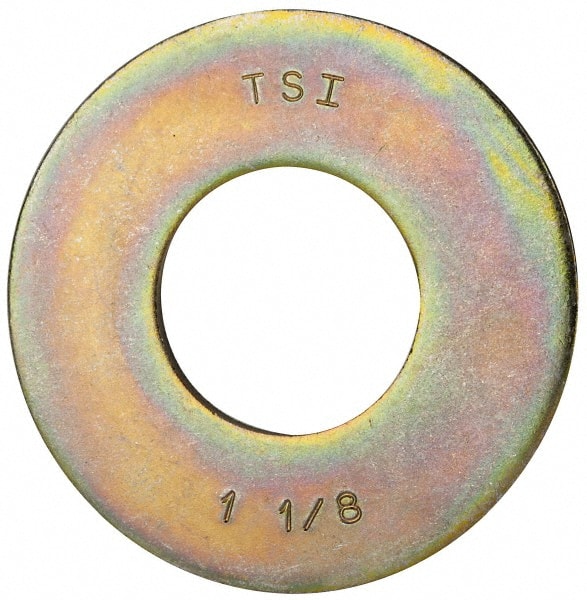 Made in USA - 1-1/8" Screw, Grade 8 Alloy Steel USS Flat Washer - 1.243" ID x 2.78" OD, 0.192" Thick, Zinc Yellow Dichromate Finish - Exact Tooling