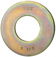 Made in USA - 1-1/8" Screw, Grade 8 Alloy Steel USS Flat Washer - 1.243" ID x 2.78" OD, 0.192" Thick, Zinc Yellow Dichromate Finish - Exact Tooling
