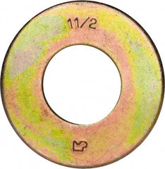 Made in USA - 1-1/2" Screw, Grade 8 Alloy Steel USS Flat Washer - 1.615" ID x 3.545" OD, 0.213" Thick, Zinc Yellow Dichromate Finish - Exact Tooling