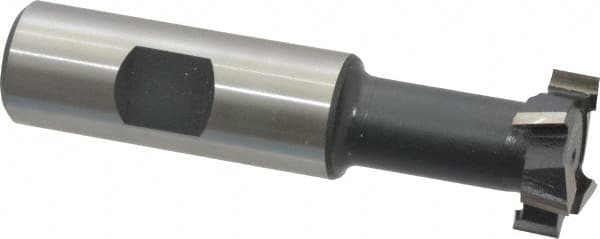 Interstate - 31/32" Cut Diam, 25/64" Cut Width, 17/32" Neck Diam, 3/4" Shank Diam, 3-7/16" OAL, High Speed Steel T-Slot Cutter - TiN Finish, 1/2" Bolt, 2-1/16" Shank Length, Staggered Teeth - Exact Tooling