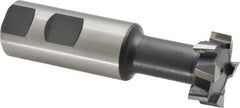 Interstate - 1-1/4" Cut Diam, 31/64" Cut Width, 21/32" Neck Diam, 1" Shank Diam, 3-15/16" OAL, High Speed Steel T-Slot Cutter - TiN Finish, 5/8" Bolt, 2-15/16" Shank Length, Staggered Teeth - Exact Tooling