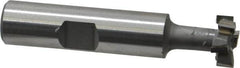 Made in USA - 9/16" Cut Diam, 15/64" Cut Width, 17/64" Neck Diam, 1/2" Shank Diam, 2-19/32" OAL, C2 Carbide-Tipped T-Slot Cutter - Uncoated, 1/4" Bolt, 1-13/16" Shank Length, Staggered Teeth, 6 Teeth, Weldon Flat - Exact Tooling