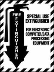 NMC - Fire Extinguisher, Pressure Sensitive Vinyl Fire Sign - 9" Wide x 12" High - Exact Tooling